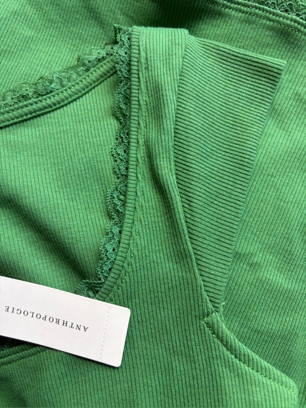 NWT Anthropologie Maeve Lace-Trim Cap-Sleeve Shirt Juniper Green Cotton Modal S - Picture 6 of 7